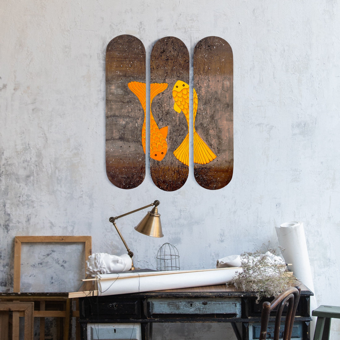 "Koi Fish" Skateboard Wall Decor
