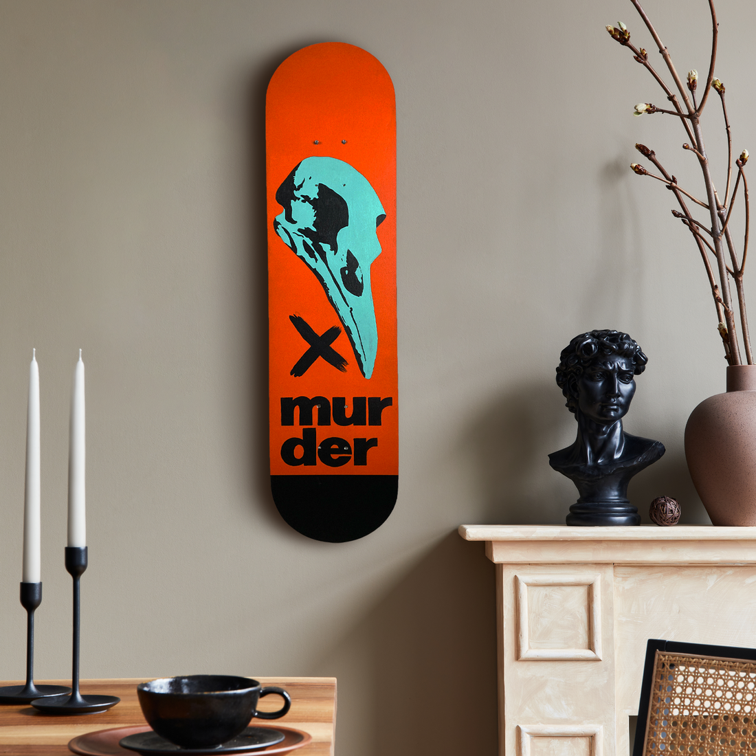 "Raven Skull" Skateboard Wall Decor